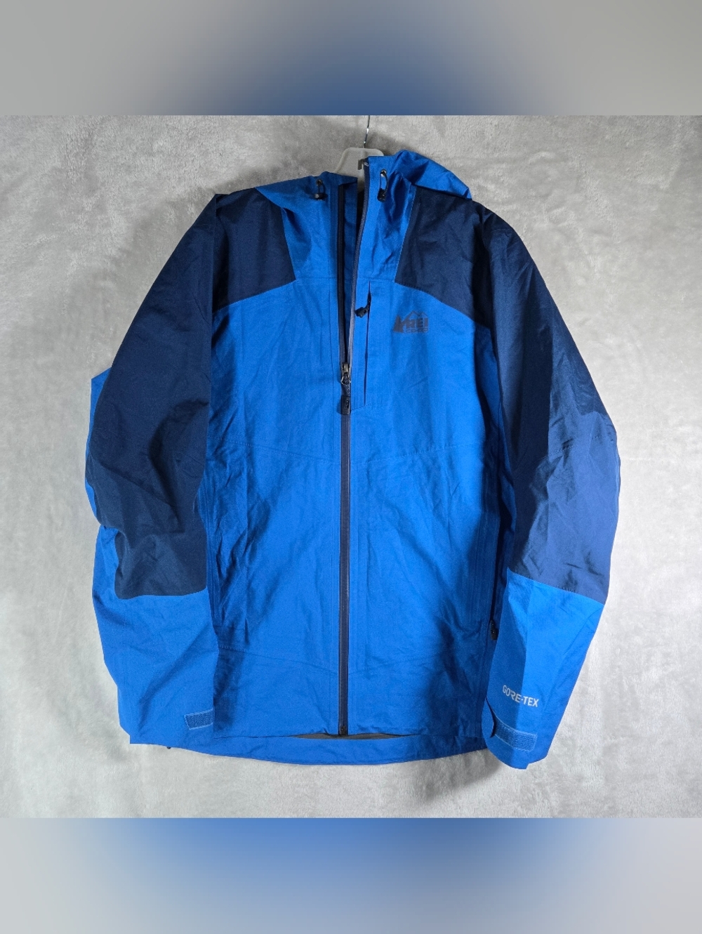 REI Co-op Gore-Tex Full Zip Hooded Jacket Mens Size Small S Windbreaker Blue